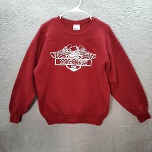Vintage Hanes Sweatshirt Adult Large Red Crewneck Moxies Guttenberg Iowa 90s Y2K